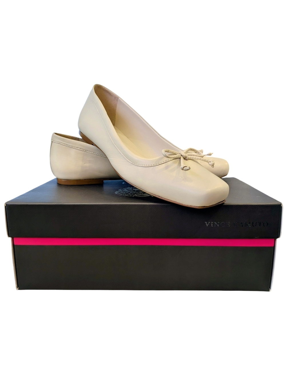 Vince Camuto Neutral Cream Bow Ballet Flats